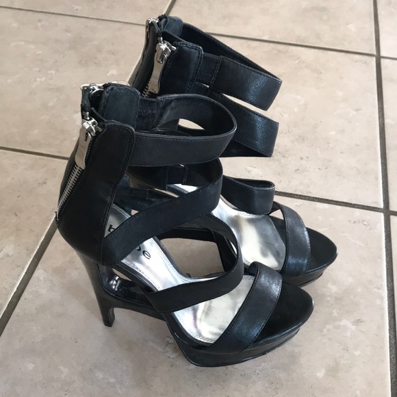 bebe black platform sandals